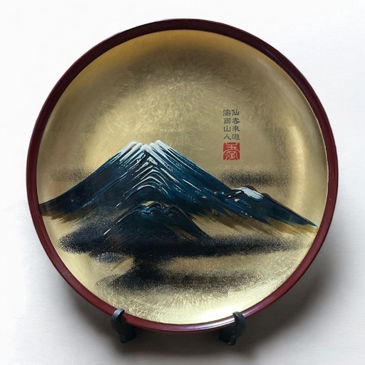 飾り皿✿仙客来遊✿漆画山人✿富士山 (kishimayu) 北方のその他