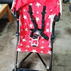 赤色 星柄 ベビーカー 折りたたみ