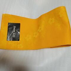 黄色に花柄半幅帯新品の画像