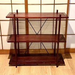 アジアン家具 3段 飾り棚 シェルフ