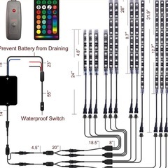 RGB GREENBEAN バイク用 ledテープライトRFリモコン付き 12Pの画像