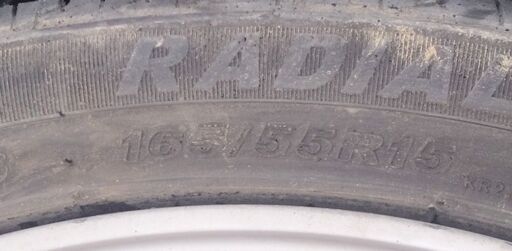 15インチ 中古タイヤホイール2本  ・ダイハツ純正ホイール・タイヤ 美品 8～9分山(22年製×2) 165/55/R15 KENDA(ケンダ)