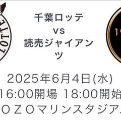 6/4(火) ZOZOマリンスタジアム　千葉ロッテvs読売ジャイ...