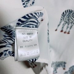 ドールアップウップス シマウマプリント　ブラウス ZARA 総柄 長袖シャツ 白 ホワイト系の画像