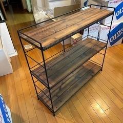 リビングシェルフ　木製の棚　アイアン&ウッド　アイアンシェルフ　①
 