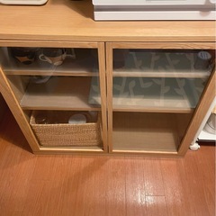 □無印良品□  木製キャビネット・ガラス扉・オーク材