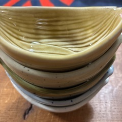 織部笹船珍味小鉢5個の画像