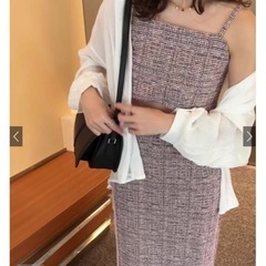 グレイル　ツイードビスチェ×タイトスカートセットアップ　ピンク　M セットアップの画像