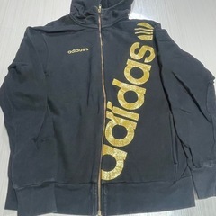 adidas アディダス　ジャージ　黒×金の画像