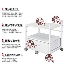 【無料】プリンターワゴンPJC-7002-WH引き出しキャスター付きの画像
