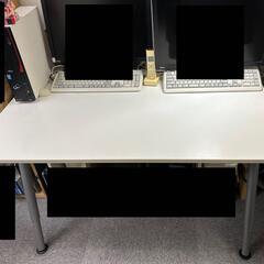 シンプルな作業机（白）スチール脚　１台