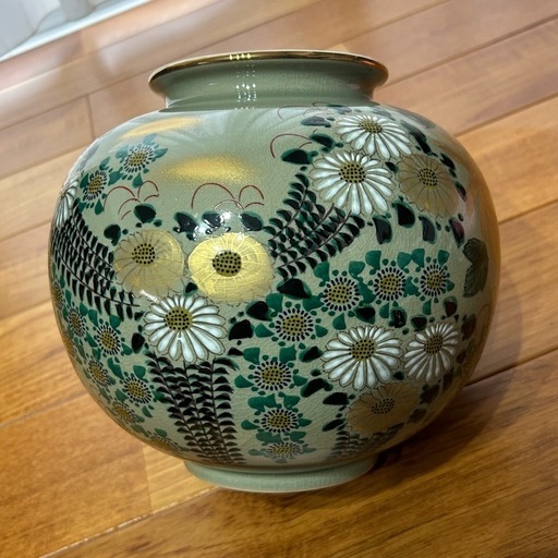 九谷焼 花瓶 秋峰作 受渡者決定】九谷焼秋峰飾り物壺 美術品 コレクション 昭和