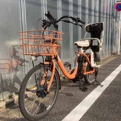 [取引中]子乗せ電動アシスト自転車 ブリヂストン ビッケ MOB バッテリー２本付き オークルオレンジの画像