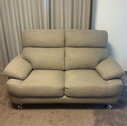 ニトリ ポケットコイル　ソファ ベージュ ブラウン 引取り限定 傷・汚れに強い 2人掛けソファ 布張りタイプ (Nポケット BS12 S-HI N