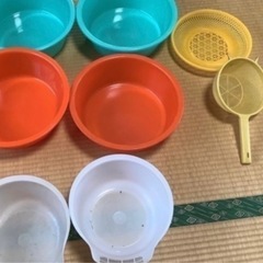 4★昭和レトロ品♪かわいいカラフルボウル　ザル　桶　水切りなどに...