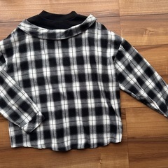 🍀アベイル 黒チェック柄 トップス L の画像