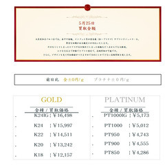 大黒屋仙台パルコ店 5/25　本日の貴金属の買取金額
