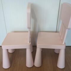 IKEA MAMMUT マンムット
子ども用チェア　ピンク2脚の画像