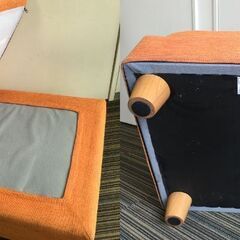 ○椅子 クッション オレンジ 幅56×奥行56㎝×高さ40㎝ イス いす 家具 無地 中古品(NF250525)360-467の画像