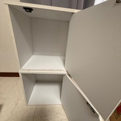 白ホワイト収納ボックス扉磁石2連結 個別使用可能収納ボックスの画像