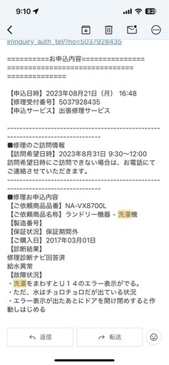 Panasonic ドラム式洗濯乾燥機 NA-VX8700L