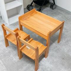 0525-031 木製　キッズデスクチェア　木製机　椅子×２セット