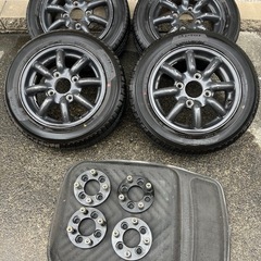 8本スポーク4本155/65R13 114.3 5J ワイトレ付...