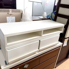 伸長式 ローボード テレビ台 ホワイト