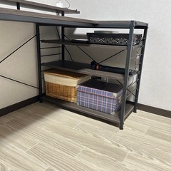 【決まりました】パソコンデスク L字型 木目調×アイアン の画像