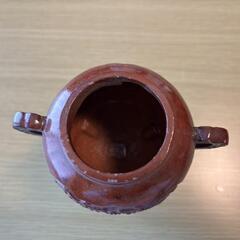 【良品】アンティーク風 三足香炉 赤茶色 彫刻入りの画像