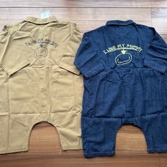 🍀つなぎ風ロンパース 80cm 2点セットの画像