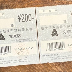 文京区 粗大ゴミ処理券A2枚400円分の画像