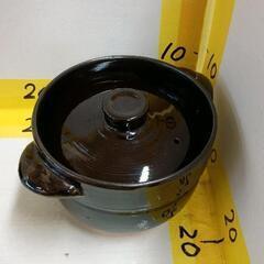 0525-394 黒い陶器　土鍋 蓋付き