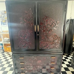鎌倉彫　総桐  手彫り　漆塗り　着物箪笥　 和箪笥　銘　秀峰