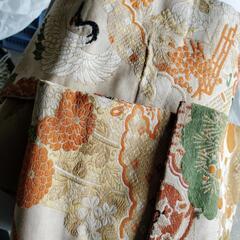 着物帯　鶴刺繍　リメイクに
