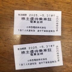 小田急電鉄株主優待券　2枚　期限間近　取りに来て頂ける方　女性限定