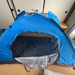 組み立て簡単✨ワンタッチテント 2-3人用 キャンプ ブルー【0...