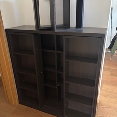 スライド本棚　ダークブラウン
