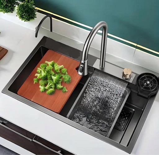 訳あり シンク完全セット 蛇口水栓 シャワー配管 まな板 シックグレー 滝流し台 訳あり シンク完全セット 蛇口水栓 セール中 シャワー配管 まな板