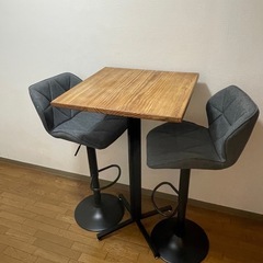 カフェテーブル チェア　セット　木目 正方形 ダイニングテーブル2人用