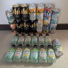 酒缶15本、ノンアル缶1本、酒ミニボトル12本、ソフトドリンク11本