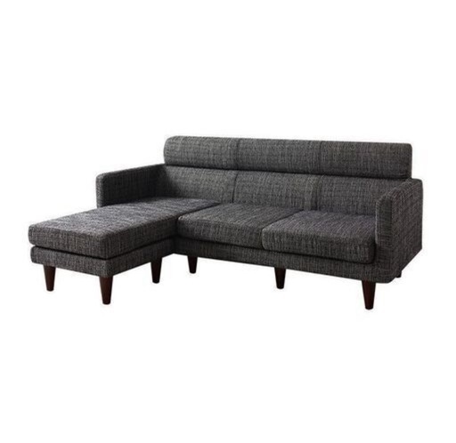 新品  ①スタイル自由　洗えるカバーリングコーナーカウチソファ　オットマン付き　ブラックファブリック