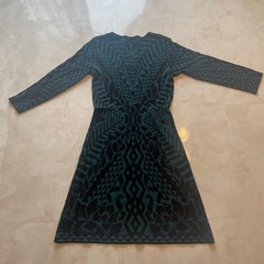 【美品】デシグアル＊ジオメ総柄  シルクニット ワンピース 緑 ...
