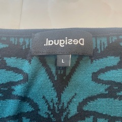 【美品】デシグアル＊ジオメ総柄  シルクニット ワンピース 緑 黒 幾何学模様の画像