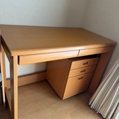 【美品】島忠 学習机 5点セット デスク ラック ワゴン チェア...