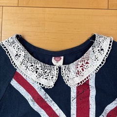 Tシャツ　140　レース襟付き　ユニオン・ジャックの画像