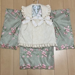被布セット七五三 3歳女の子 着物 花刺繍チュールレース着物ワン...