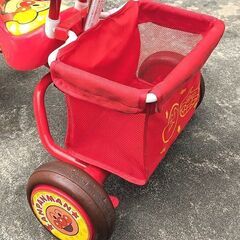 美品●M＆M ジョイパレット★アンパンマン 三輪車 デラックス★カジ切り＆日除け幌付◎おまけアンパンマンギター・GOGOハンドル他大量◎の画像