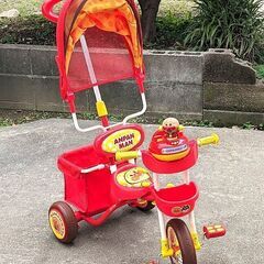 美品●M＆M ジョイパレット★アンパンマン 三輪車 デラックス★カジ切り＆日除け幌付◎おまけアンパンマンギター・GOGOハンドル他大量◎の画像