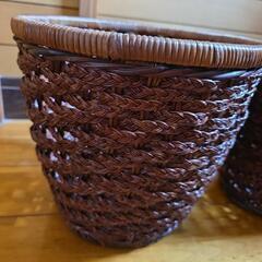 籐のかご3個セット、鉢カバー､ゴミ箱､小物入れの画像